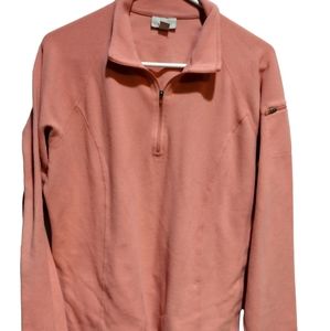 LL Bean Performance Fleece Light Weight Pullover Sz Large Salmon Color